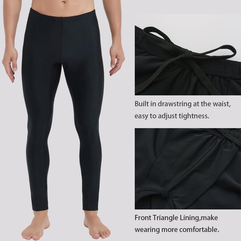Ubestyle UPF 50+ Men's Active Surfing Water Leggings Swim Pants Swim Tights Beach Pants Sun Protective Black (U3006BLACKS) - Image 2